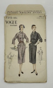 Abito chemise 1950 Vogue 7215 modello cucito taglia 14 busto 32 fianchi 35 non tagliato FF - Foto 1 di 13