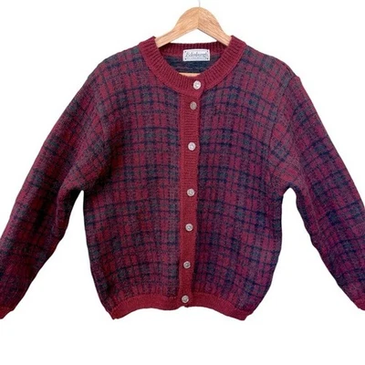 "Cárdigan vintage de mezcla de mohair de Edimburgo hecho en Gran Bretaña grande L 42-44""" Foto 1 de 4
