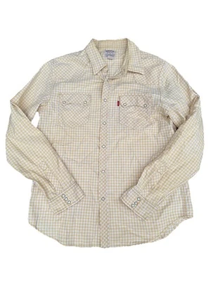 VINTAGE Levi's Western Shirt Mens Large Yellow Pearl Snap Long Sleeve - Image 1 of 4