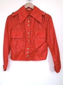 Vintage 70s Red Dagger Collar Rain Jacket - Picture 1 of 5