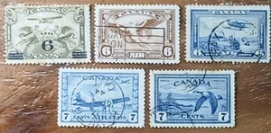 5pc. Lot of Canada Air Mail Stamps Used / Hinged - Bild 1 von 2