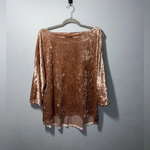 Spense women’s Rose Gold Velvet Cold Shoulder Top Size XL EUC Holiday festive - Picture 1 of 9