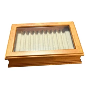 Levenger Vault Box 10 bolígrafos vitrina madera vidrio tapa organizador - Imagen 1 de 7