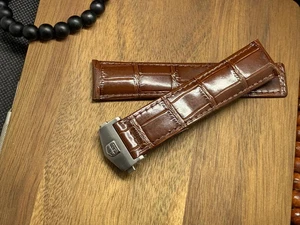22mm/24mm Tag Heuer Correa de Cuero Marrón Cierre Despliegue - Imagen 1 de 2