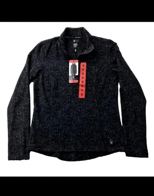 Spyder Active Quarter Zip Pullover Adult Womens Medium Heather Black Fleece - Image 1 of 3