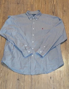Polo Ralph Lauren Black White Plaid Classic Button Down Shirt Mens XL 17.5 B13 - Picture 1 of 3