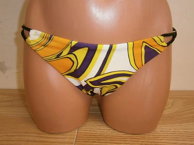 Sauvage Green Orange Purple & White Swirl Print Bikini Bottom Size Small #64L - Image 1 of 3