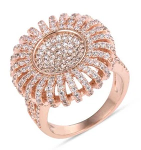 4.26ct Natural Round Diamond 14K Solid Rose Gold Wedding Cocktail Ring - Picture 1 of 4