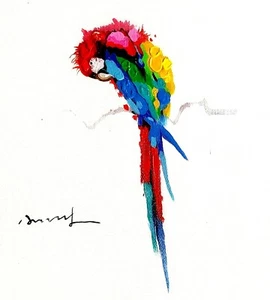 Parrot- #1, 8x10 Hand painted on Giclee Canvas, Canvas-only - Picture 1 of 5