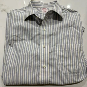 Brooks Brothers Striped Blue and Yellow Dress Shirt Button Up 15 1/2 M - Picture 1 of 3