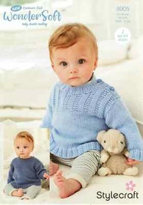STYLECRAFT 9905 BABIES SWEATER Knitting Pattern DK 16"-24" 41cm-61cm Age 0-5 Yrs - Picture 1 of 4