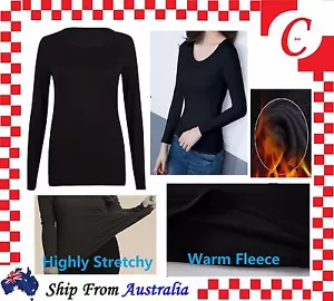 Women Ladies Underwear Winter Warm Fleece Fur Lined Thermal Long Sleeve Top New - Picture 1 of 16