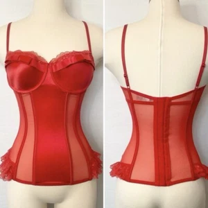 Victoria's Secret Sexy Little Red Naughty Costume Bustier Corsetto Top 34C - Foto 1 di 9
