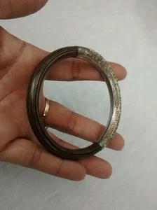 brazalete brazalete antiguo chino plata motivo dragón ratán - Imagen 1 de 9