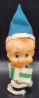 Vintage Pixie Elf Head Green Santa Hat & Scarf Christmas Holiday JAPAN