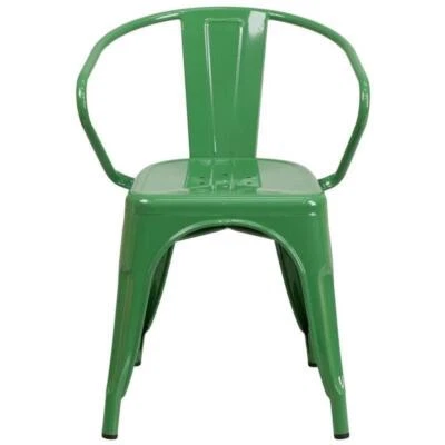 Sillón de comedor apilable de metal Flash Furniture en verde Foto 1 de 4