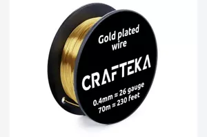 CRAFTEKA FILO PLACCATO ORO | 230 piedi 26 calibro filo artigianale filo gioielli 70 m, 0,4 mm - Foto 1 di 3