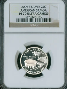 2009 S AMERICAN SOMOA SILVER QUARTER NGC PF70 FINEST GRADE . - Picture 1 of 2