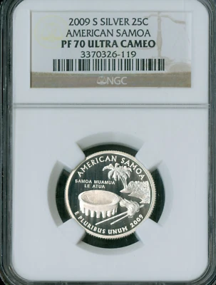 2009 S AMERICAN SOMOA SILVER QUARTER NGC PF70 FINEST GRADE . - Image 1 of 2
