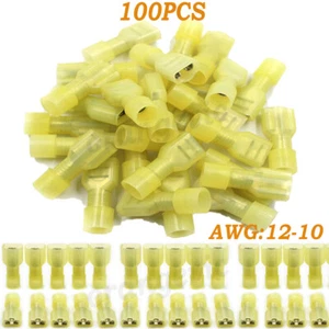 100PCS Nylon Insulated Female Male Spade Crimp Terminal Wire Connectors 12-10AWG - Picture 1 of 16