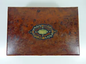Antique Elm Magnifier Wood Padded Jewelry Box, Inlay Decor Ball - Picture 1 of 10