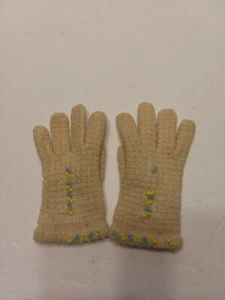 Vintage Children Toddler  Knit Gloves with Beads Estate Find - Picture 1 of 8
