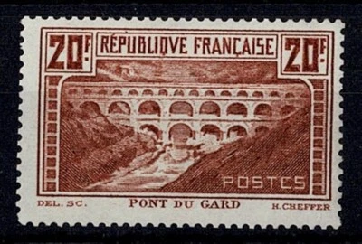 FRANCE YVERT 262 Aa SCOTT # 253 " PONT DU GARD 20F RED BROWN CLEAR " MNH VF Y919 - Image 1 of 2