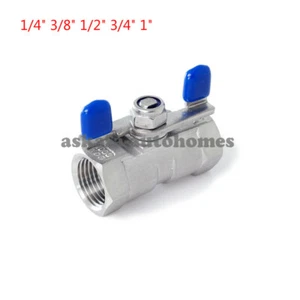 Stainless steel SS304 2 way Butterfly ball valve 1/4 3/8 1/2 3/4 1 inch - Picture 1 of 5