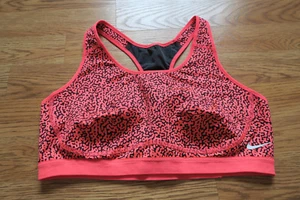 WOMEN'S NIKE DRI-FIT SPORTS BRA BLACK HOT PINK/ORANGE SIZE LARGE L - Picture 1 of 7