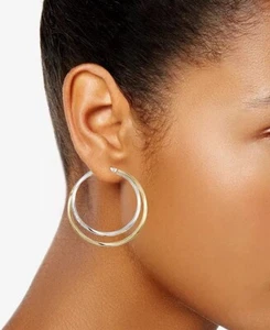 Two-Tone Interlocking Hoop Earrings in 14k - New with Tags - Picture 1 of 6
