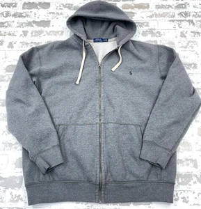 Polo Ralph Lauren Hoodie Men XLT Gray Sweatshirt Track Jacket Full Zip Heather - Picture 1 of 11