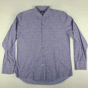 Zachary Prell Shirt Mens XL Blue Red Geometric Cotton Dress Button Down - Picture 1 of 12