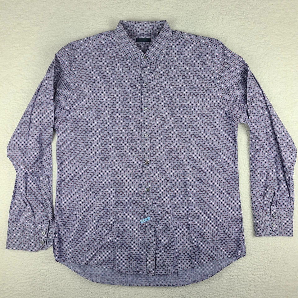 Zachary Prell Shirt Mens XL Blue Red Geometric Cotton Dress Button Down - Image 1 of 4