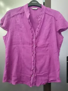 Per Una Purple Embroidered Blouse UK14 EU42 US10 Cottage Boho Top Ruffled Shirt - Picture 1 of 12