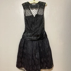 Vintage 80s Jessica McClintock Gunne New Wave Goth Mini Dress small - Picture 1 of 6