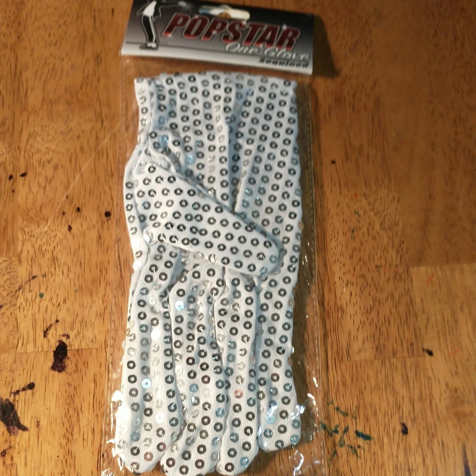 Guante de lentejuelas plateadas Michael Jackson adulto años 80 estrella del pop disfraz de Halloween Acsry Foto 1 de 2