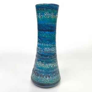 Vintage Rimini Blue Glazed Ceramic Vase by Aldo Londi for Bitossi Made in Italy - Picture 1 of 10