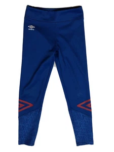 UMBRO Girl's BRIGHT BLUE Printed Compression Leggings Red Logo Youth Large U11 - Picture 1 of 4
