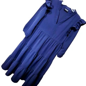 SSYS Dress Navy Blue S Tiered A Line Loose Ruffle 1057 Lined Country - Picture 1 of 9