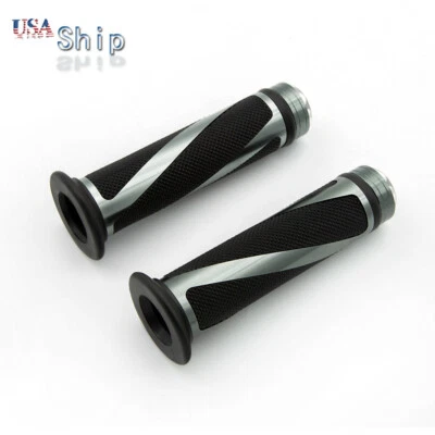US CNC Motorcycle Racing Blue Rubber Gel Hand Grips For 7/8" Handlebar Sales Set - Image 1 of 4