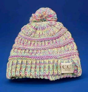 CC Kids Pom Pom Beanie Knit Hat Multi Pastel NWOT Comfort Colors - Picture 1 of 12