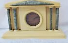 Vintage The Lux Clock Company Celluloid Building w/ Columns Mantle Clock As-Is