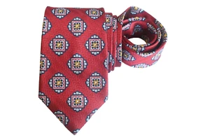 JOS A BANK MEN'S TIE RED/GEOMETRIC WIDTH: 3.5/8" LENGTH: 59" - Picture 1 of 3