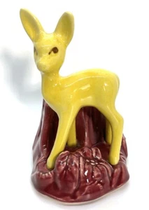 Vintage Shawnee Keramik Burgunderrot Hirsch Rehkitz Pflanzgefäß 624 7"X6" - Bild 1 von 12