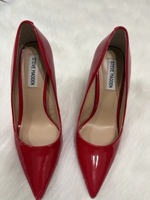 Steve Madden VALA Women's 8M Bright Red Patent Pointed Toe Stiletto Heels Pumps - Image 1 of 4