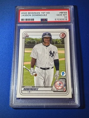 2020 Bowman 1st Edition Jasson Dominguez #BFE-8 New York Yankees PSA 10 GEM MINT - Image 1 of 2