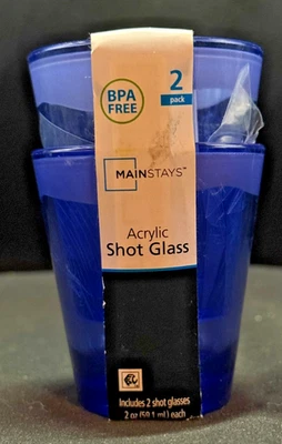 Estantes principales - Vidrio de chupito acrílico - Azul - Paquete de 2 - Sin BPA Foto 1 de 4