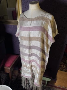 Handmade Woven Dress From Mexico. Unusual Materiel. S/M. Striped, Iridescent - Picture 1 of 7
