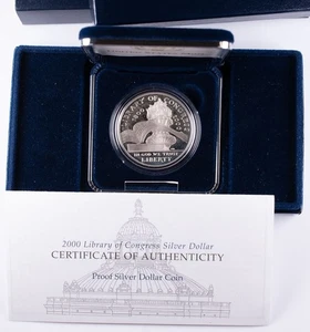 2000-P Library of Congress Proof Commem Silver $1 U.S. Mint OGP/COA - Picture 1 of 5