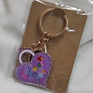 Schlüsselanhänger Damen lila Herz I Love You bunt Taschenanhänger Handtasche Anhänger neu ohne Etikett - Bild 1 von 4